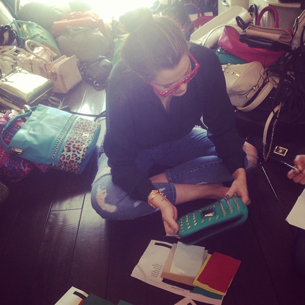 My little @khloekardashian hard at work in our @kardashiankollection design meet...