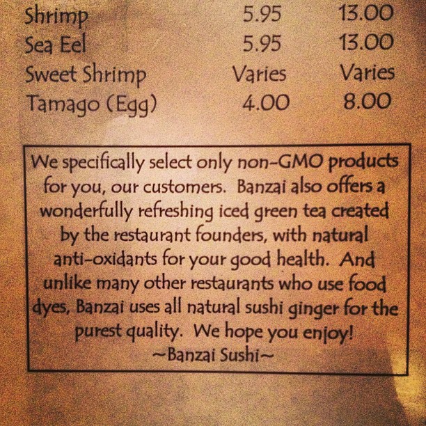 My kind of restaurant. Thank you for keeping it Non GMO!...