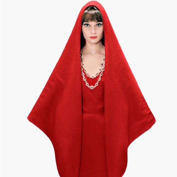Audrey in red. #Avedon #Harper'sBaZaar...