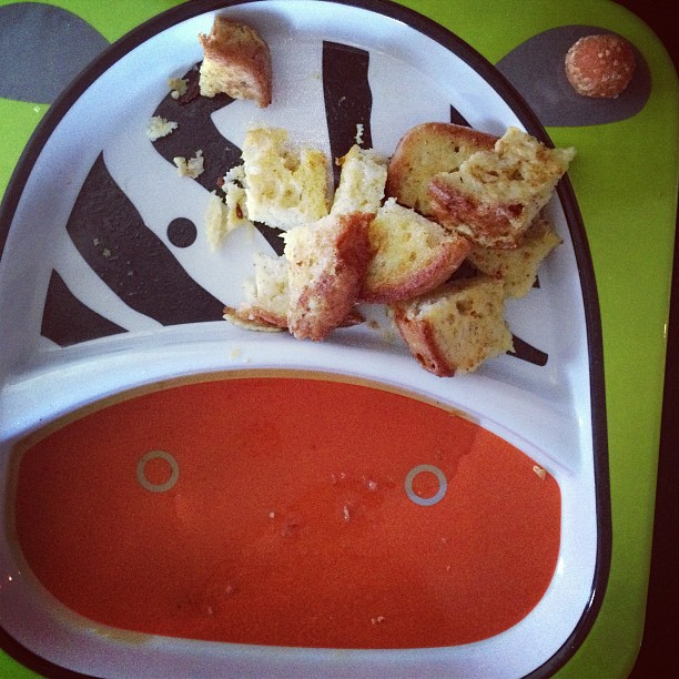 Zebra face with a side of French toast and a gummy vitamin....