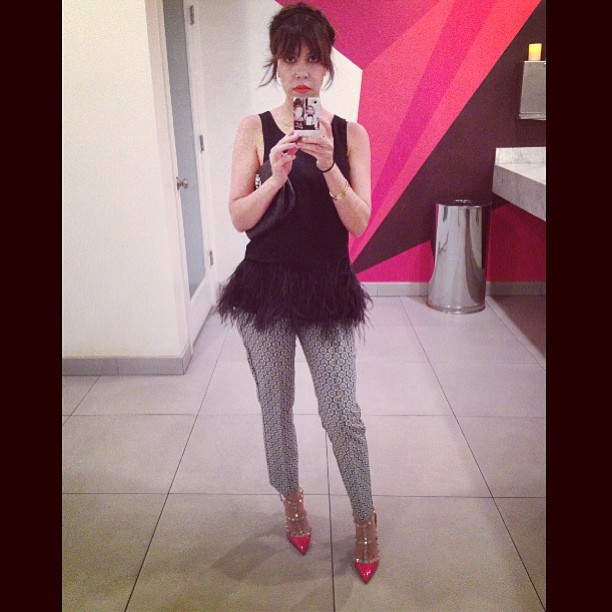 Today's lip and shoe just happens to match the wall perfectly. #ladieslunch...