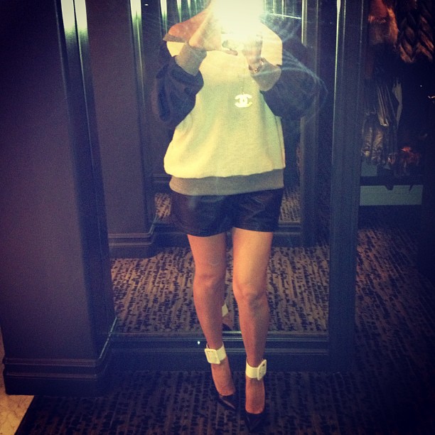 Today's outfit! Leather shorts!...