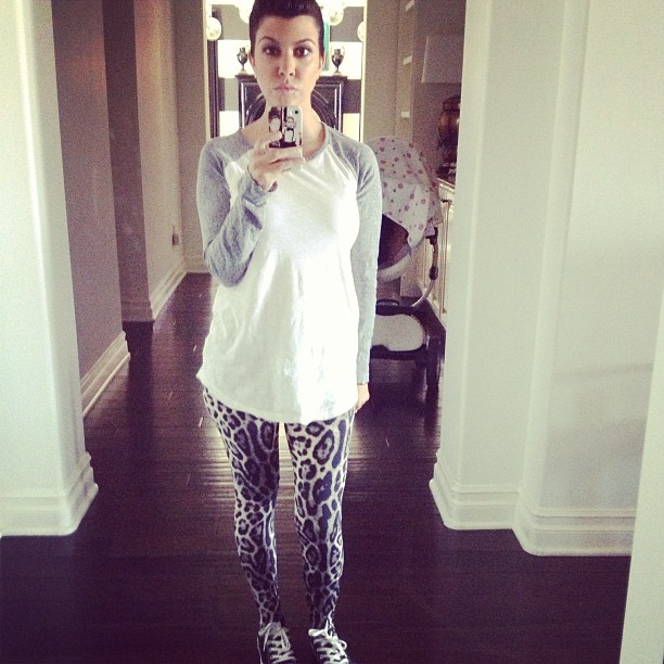 Full leopard leggings look! Casual mommy style. #kardashiankollection...