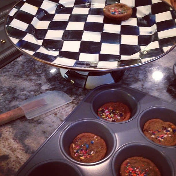 Chocolate chip rainbow sprinkle cookie baking time! ...