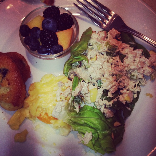 Chicken salad with mandarin orange soufflé! Divine lunch with @joycebonelli and ...