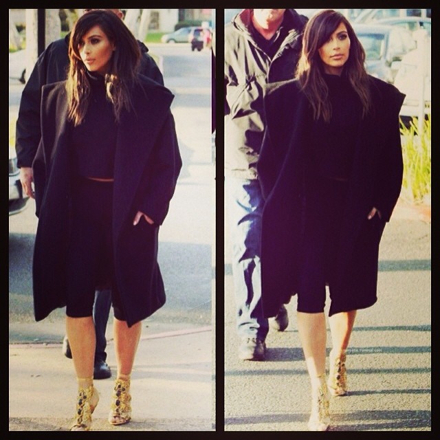 yesterday's look- #AlaiaTurtleneck #AlaiaCroppedLeggings #MaxMaraCoat #SergioRos...