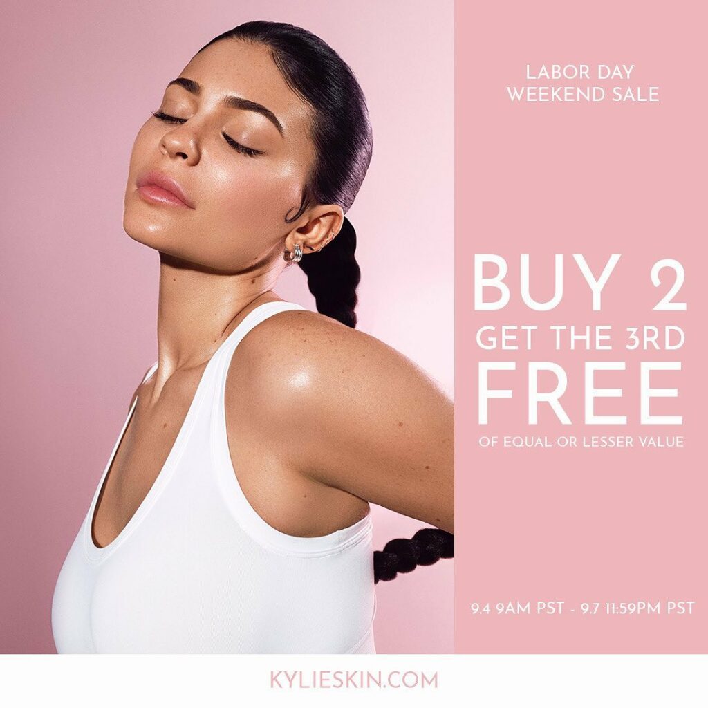my @KylieSkin Labor Day weekend sale starts now! Buy two products get the third ...