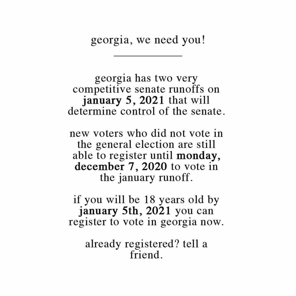 georgia, the senate run-off this january is so important ! we need u  for more i...