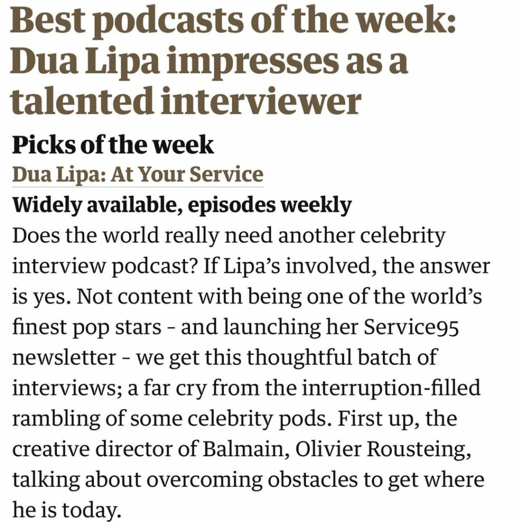 sweeeeeeeeeeet!!! thank you @guardian !! Our 2nd “DUA LIPA: AT YOUR SERVICE”epis...