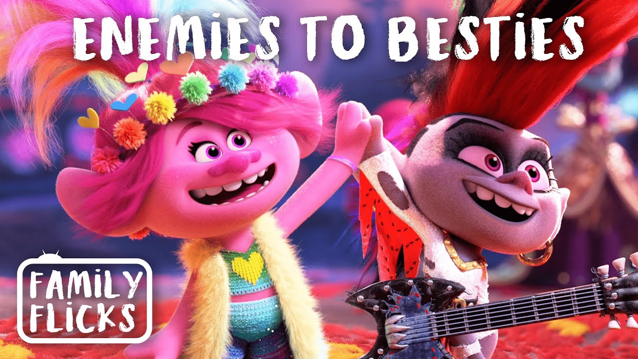 Queen Barb and Queen Poppy Enemies to Besties Trolls World Tour
