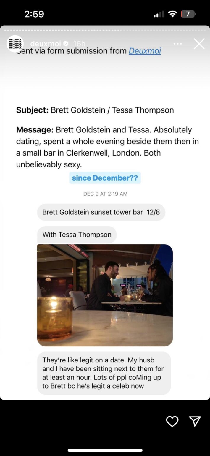 Brett goldstein and tessa thompson still together?