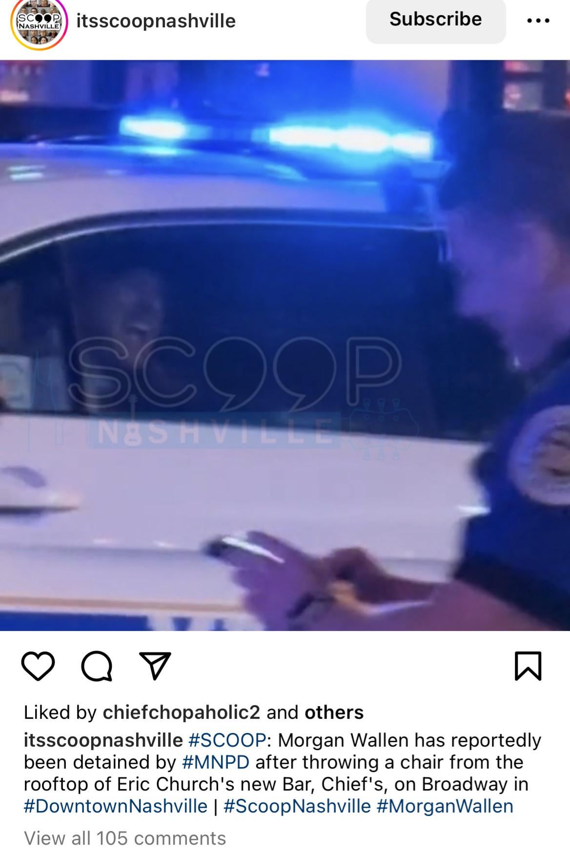 Wallen has been detained in Nashville after throwing a chair off