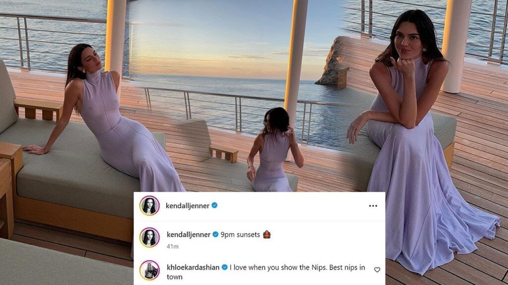 Kendall Jenner in thin and revealing lilac dress while sister Khloe left racy comment 'weird & wild'
