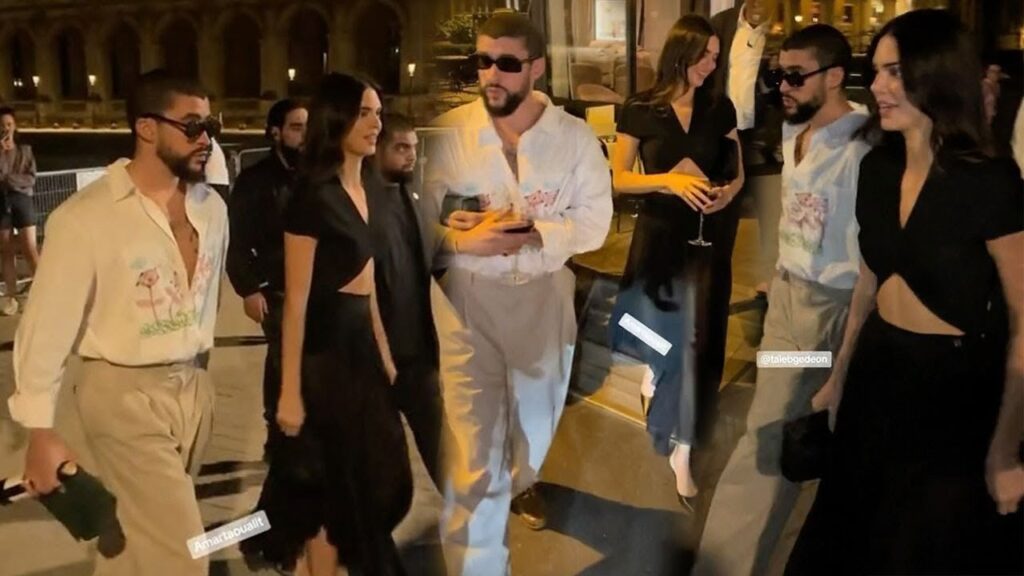 Kendall Jenner flashing huge smile while hanging out with Bad Bunny in Paris during Vogue World