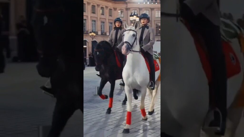 Gigi Hadid & Kendall Jenner arrive on horseback at Vogue World Paris 2024