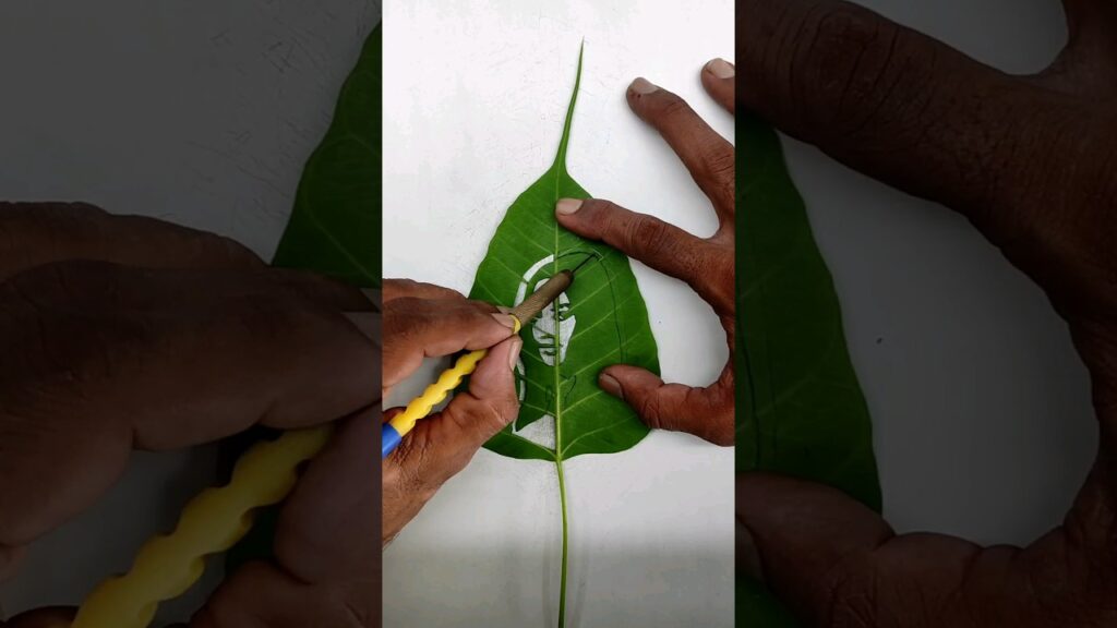 Margot Robbie On Leaf Carving Art | Leaf Art | #shorts #short #youtubeshorts
