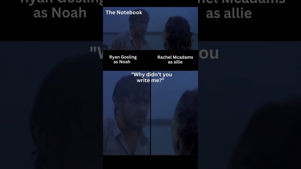 Ryan Gosling  as Noah / Rachel Mcadams as allie - The Notebook , "Why didn't you write me?" ,#shorts