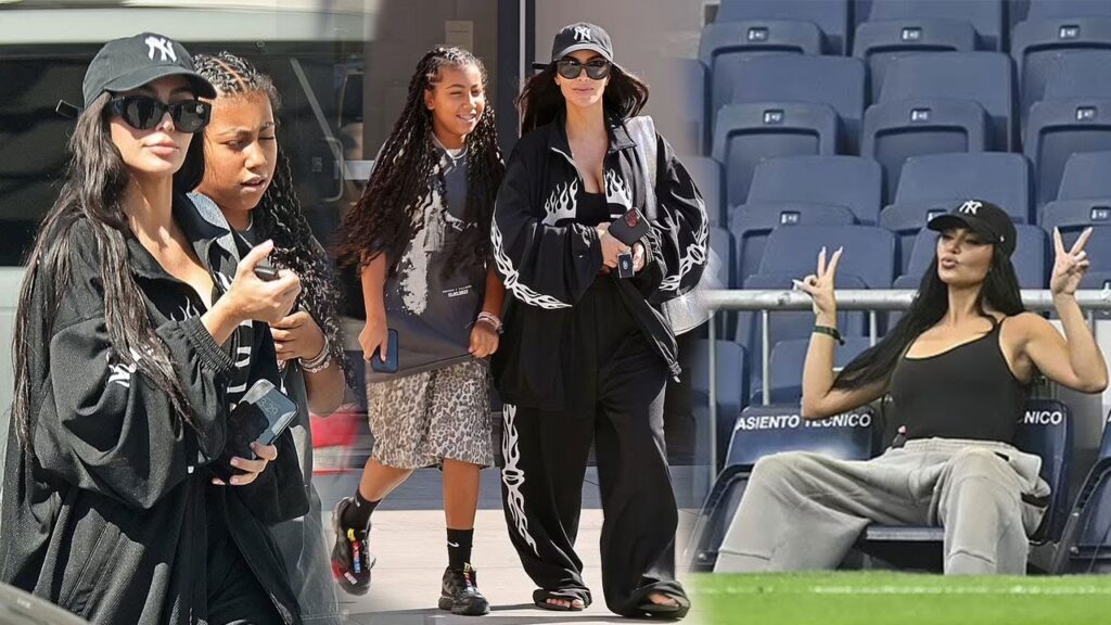 Kim Kardashian cuts casual figure in baggy jacket and sweats while stepping out with North in LA