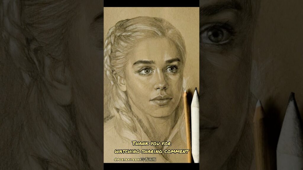 on toned tan paper made easy to draw #Daenerystargaryen #emiliaclarke #howtodraw #gameofthrones