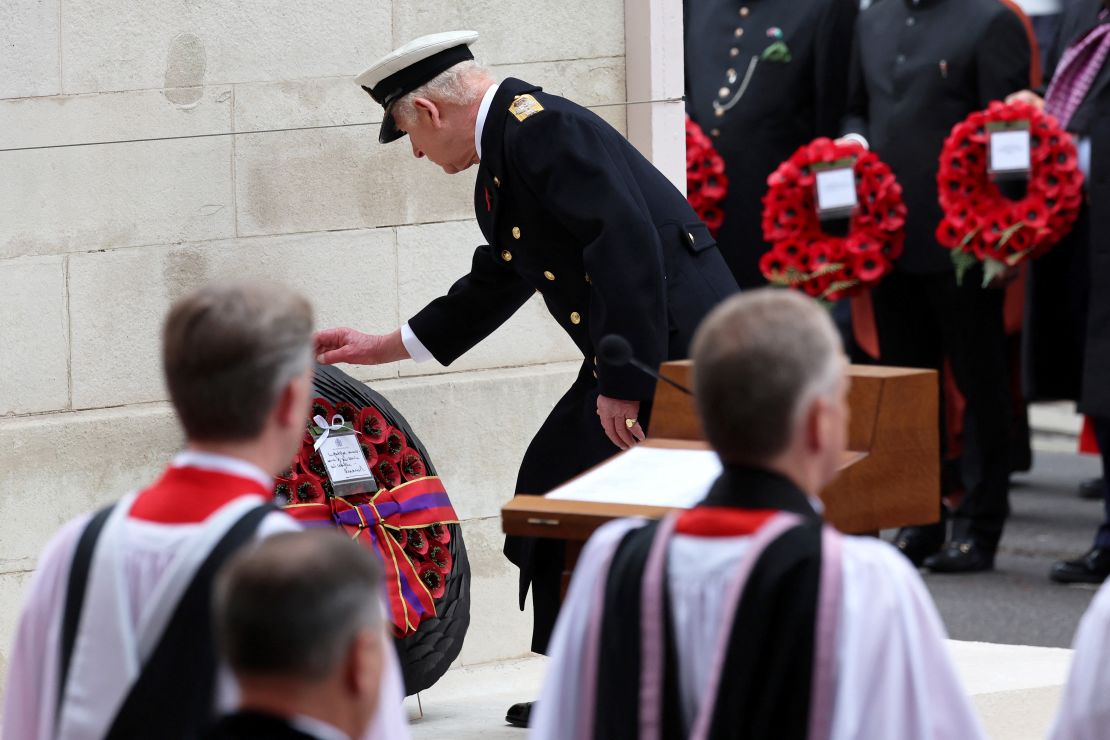 King Charles lays his wreath on Sunday honoring those who paid the ultimate sacrifice.