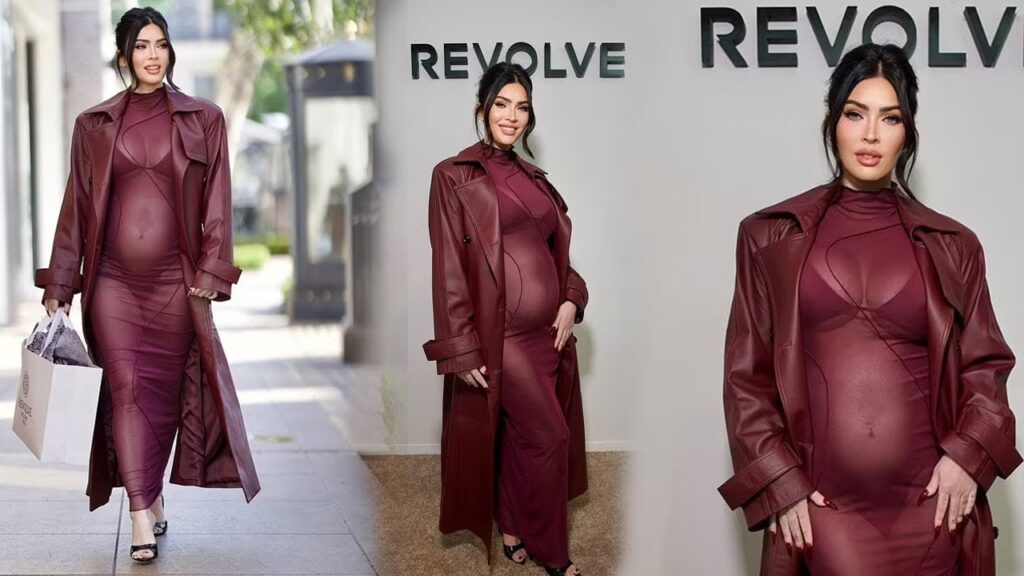 Pregnant Megan Fox showcased her growing baby bump in a completely sheer dress😀🤰