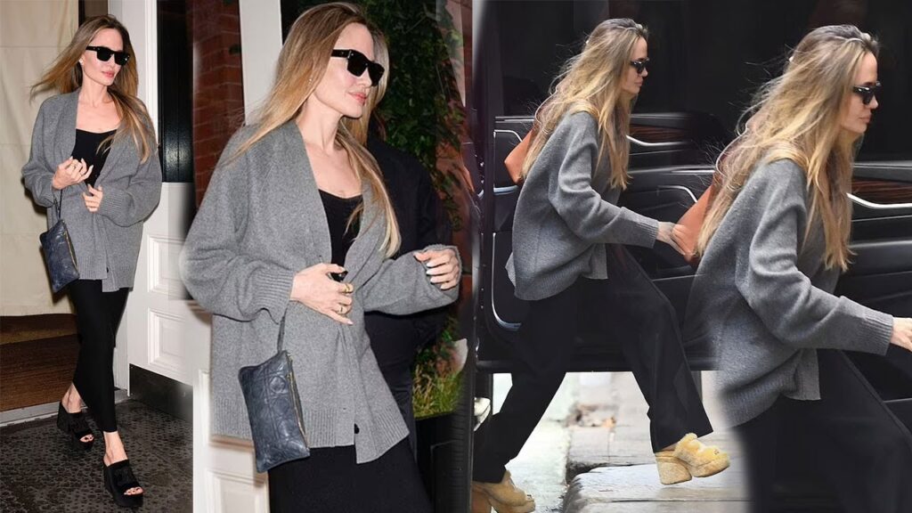 Angelina Jolie shows off her fancy footwear as steps out in Celine platforms😍