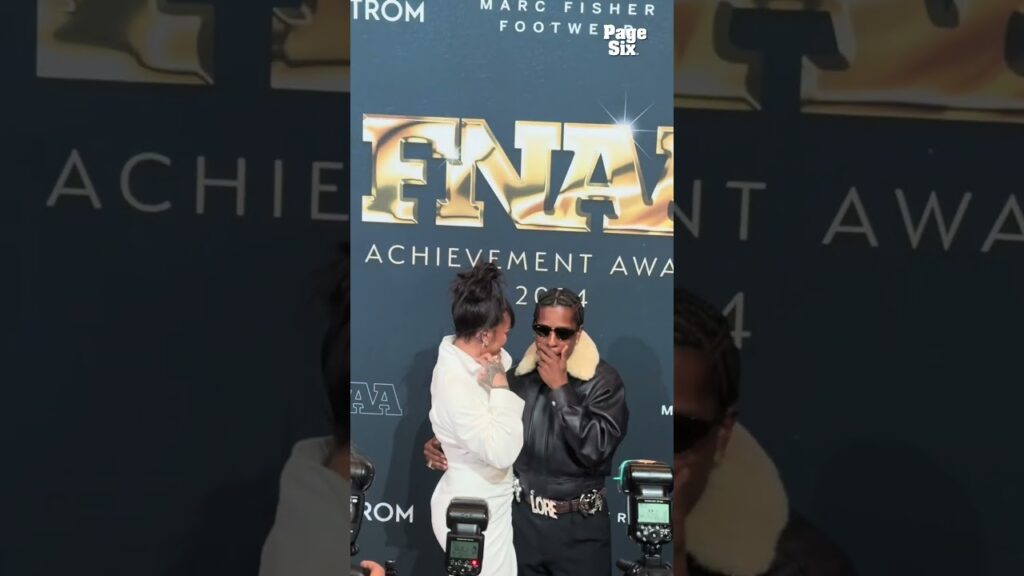 Rihanna and A$AP Rocky attend the 38th Annual Footwear News Achievement Awards #shorts