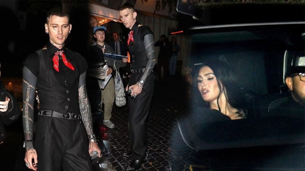 Pregnant Megan Fox support for boyfriend Machine Gun Kelly as she waits in car outside GQ bash