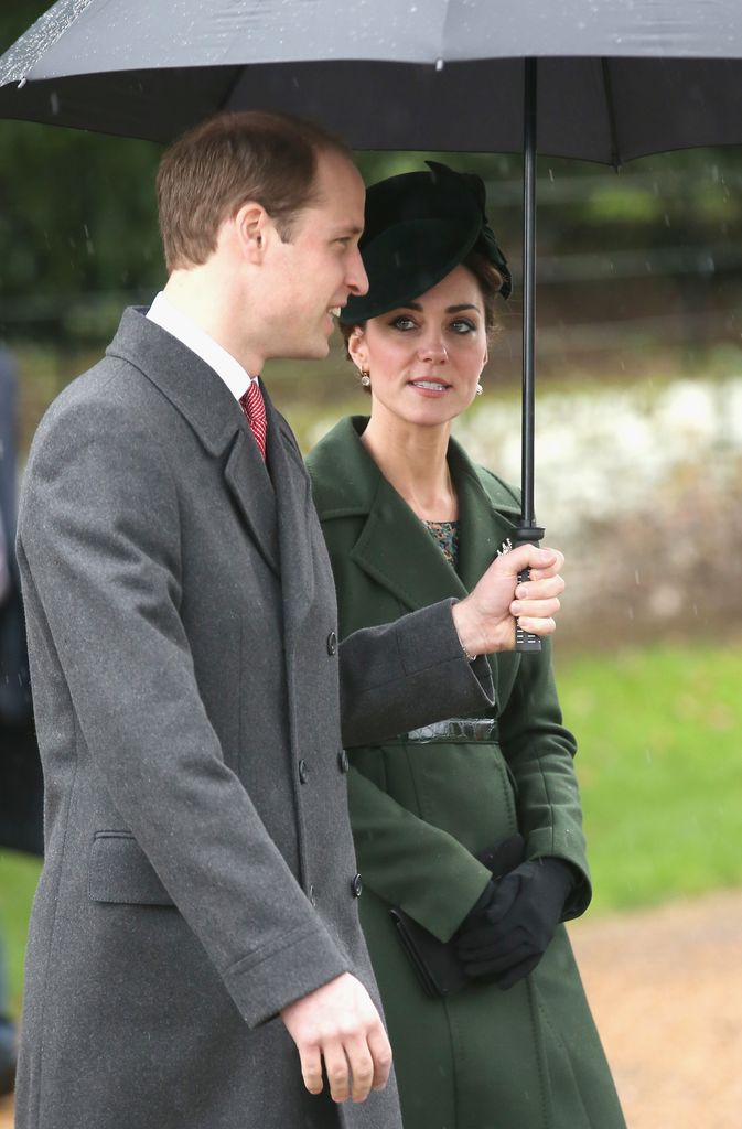 Catherine, Duchess of Cambridge and Prince William, Duke of Cambridge attend a Christmas Day church service at Sandringham on December 25, 2015 in King's Lynn, England. 