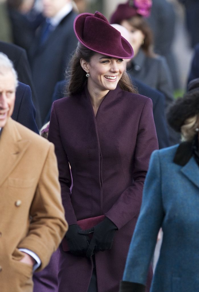 Catherine, Princess of Wales (then Duchess Of Cambridge) attends St Mary Magdalene Church on Christmas Day 2011