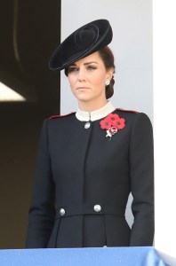 Catherine, Duchess of Cambridge attends the annual Remembrance Sunday memorial in custom Alexander McQueen on Nov. 11, 2018 in London, England.