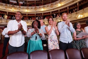 Meghan Markle wore a Silvia Tcherassi sequined skirt and Mango shirt onstage during the Afro-Descendant Women and Power: Voice of Equity panel during her Columbia tour in August.