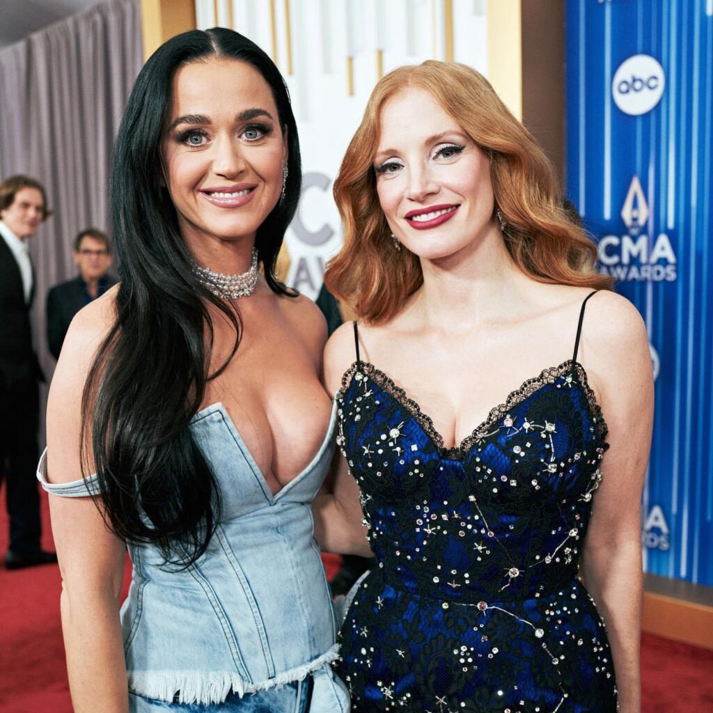 Jessica Chastain and Katy Perry - The 56th Annual CMA Awards at Bridgestone Arena on November 09, 2022 in Nashville
