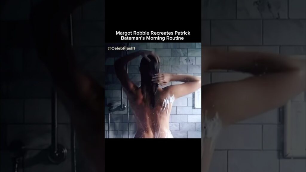 Margot Robbie Recreates PatrickBateman’s Morning Routine #celebrity #shorts