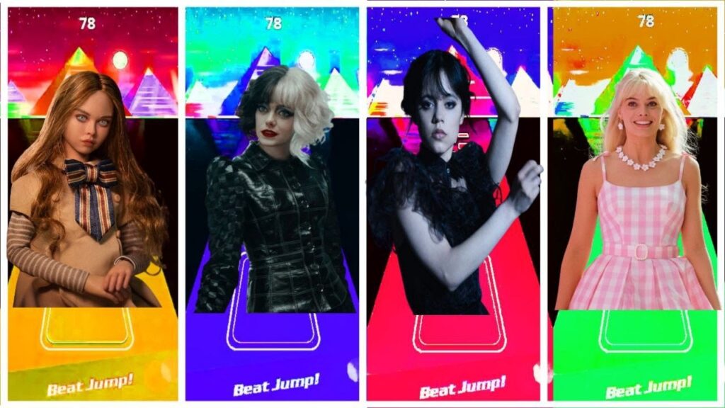 Megan (M3gan) vs Cruella (Emma Stone) vs Wednesday Addams vs Barbie - Tiles Hop EDM Rush