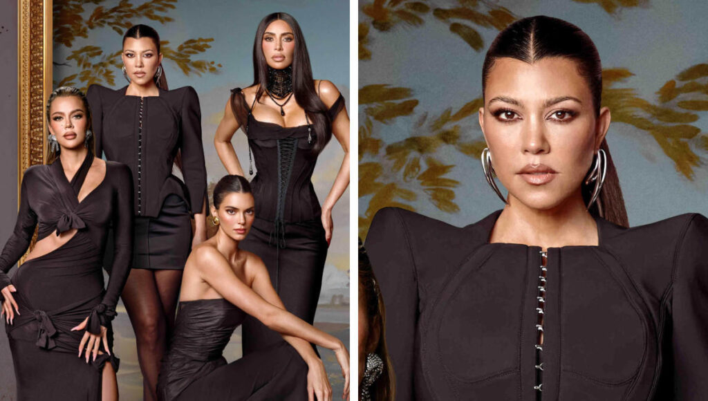 Kourtney Kardashian Wears Mugler’s Leg Length-illusion Corset With Pointed Shoulders for ‘The Kardashians’ Teaser