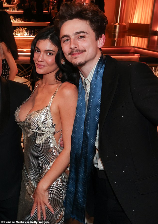 Kylie Jenner 's real reason for not walking the Golden Globes red carpet with her boyfriend Timothee Chalamet has been revealed; pictured at the ceremony