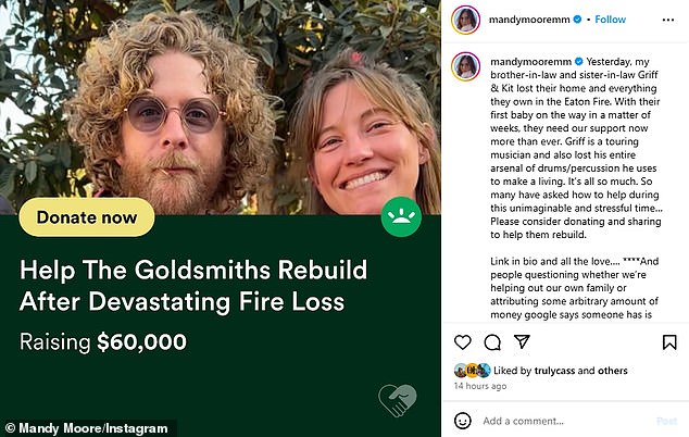 Check out Moore’s galling, tone-deaf, frankly obscene Instagram post, promoting a GoFundMe for her adult in-laws, one of whom is a ‘touring musician’ with a baby on the way.