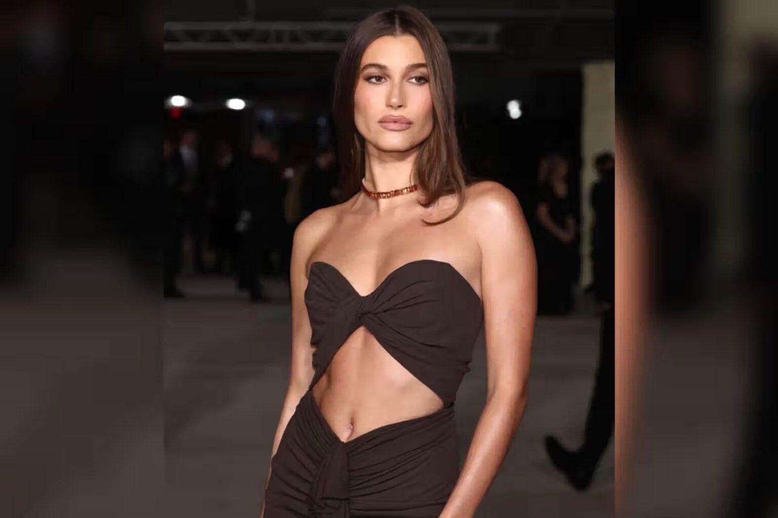 Hailey Bieber in YSL dress at Academy Museum Gala in 2022