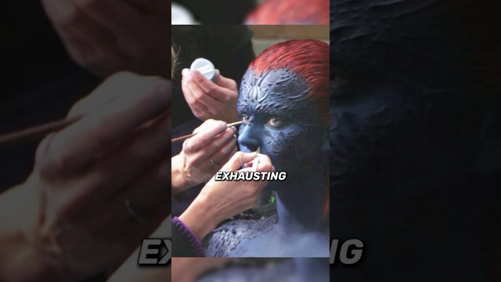 The intricate makeup of Mystique for Jennifer Lawrence. #shorts #movie #film