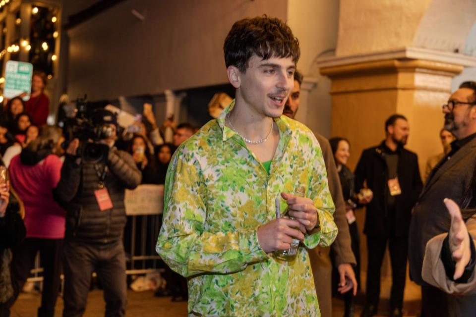 Kylie Jenner was seen rubbing Timothée Chalamet’s lower back and smiling at him while at the Santa Barbara International Film Festival on Tuesday night. Amy Katz/Zuma / SplashNews.com