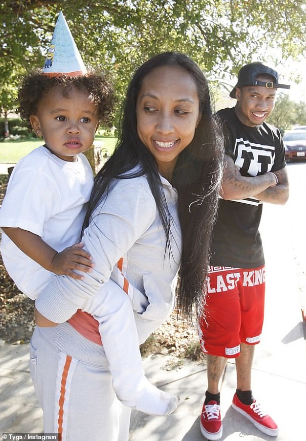 One photo showed Pasionaye joyfully carrying Tyga's now 12-year-old son King Cairo, whom he welcomed with Blac Chyna