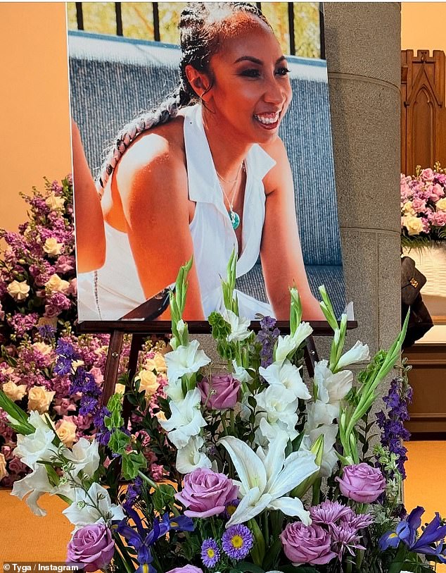One image in the album was of a framed picture of Pasionaye, mounted over a bouquet at what appeared to be her funeral