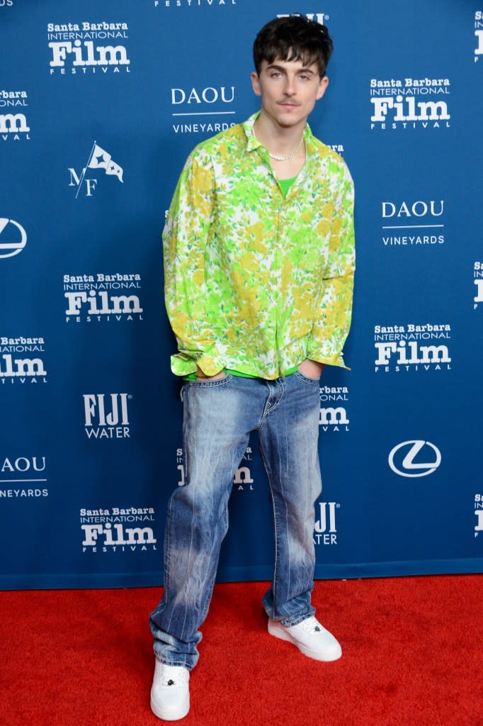 Chalamet kept it causal for the event. Katie Avery, London Entertainment / SplashNews.com