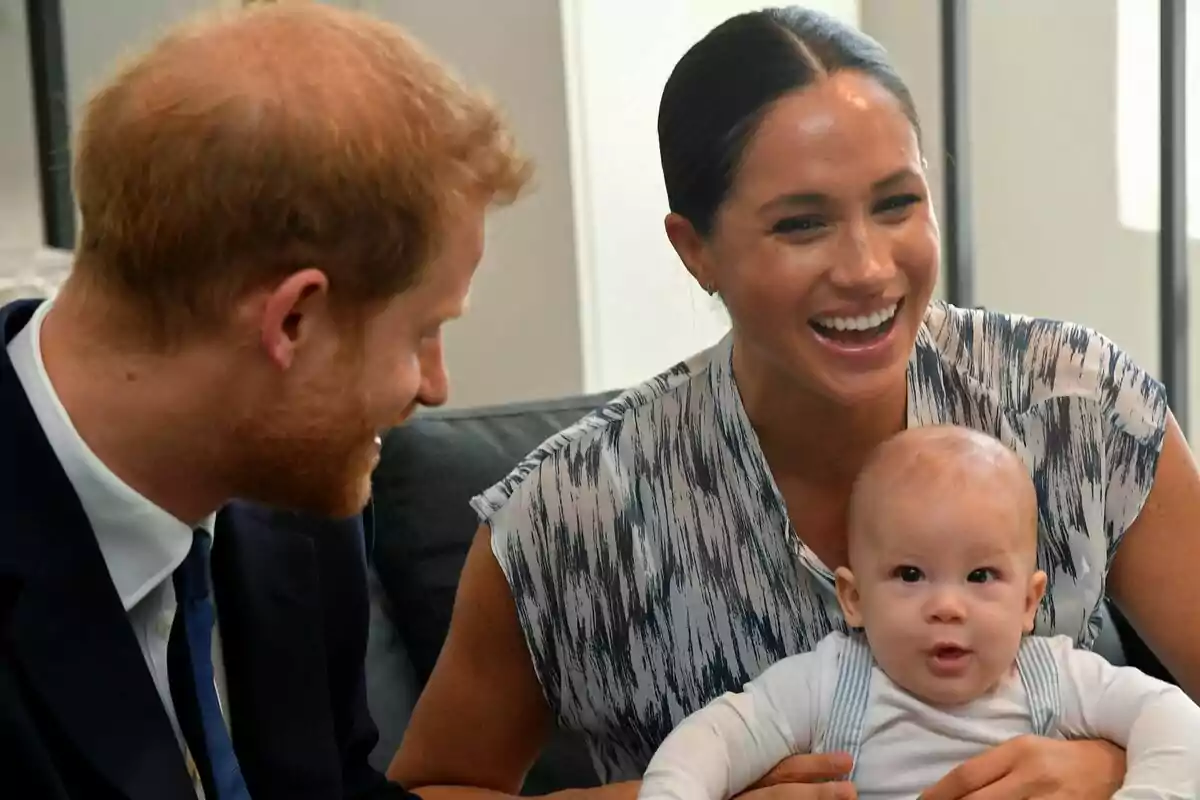 Prince Harry, Duke of Sussex, and his wife Meghan, Duchess of Sussex, along with their son Archie, meet with Archbishop Desmond Tutu and Mrs. Tutu at the foundation of his legacy.