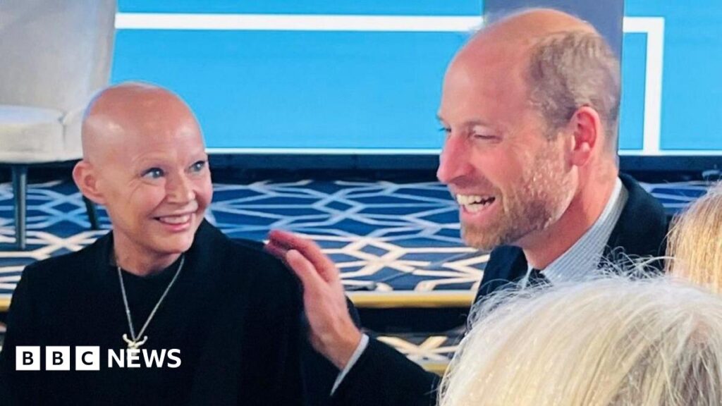 Prince William praises homelessness effort in Aberdeen A smiling Prince William with hand on smiling guest Gail Porter's shoulder
