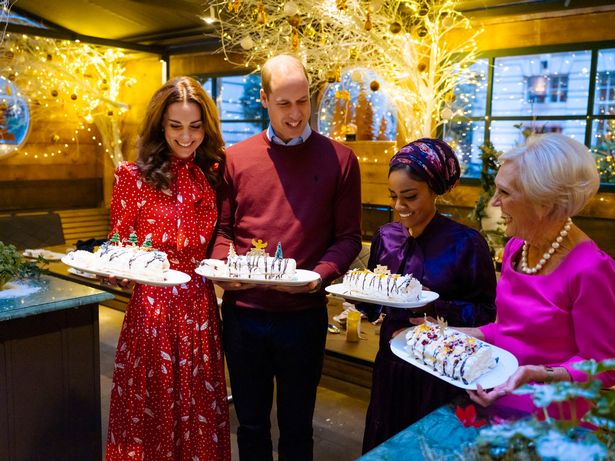 William and Kate made Christmas meringue roulades on the show with Dame Mary