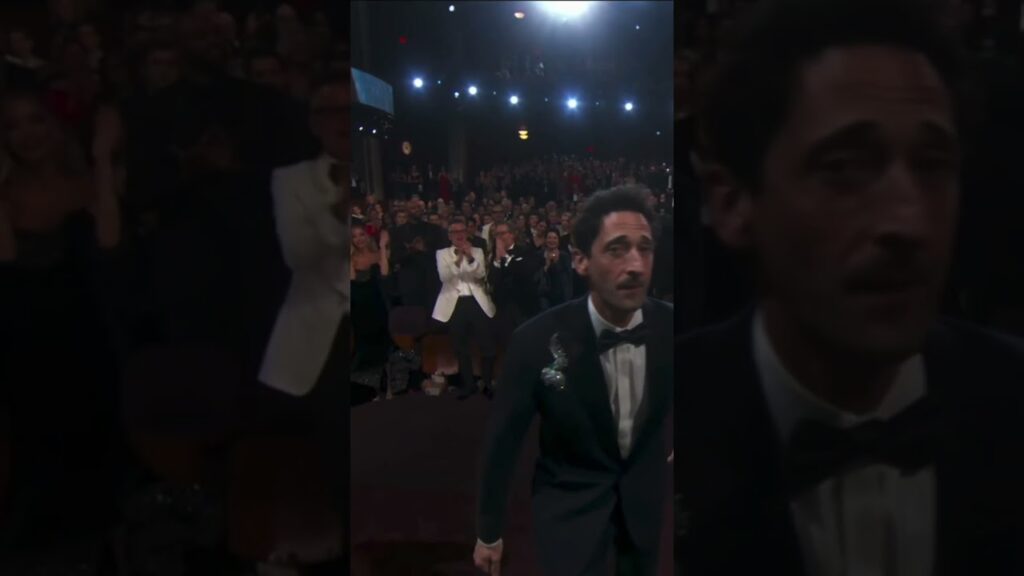 Adrien Brody spit out gum, toss it to girlfriend Georgina Chapman before accepting Oscar #shorts Adrien Brody spit out gum, toss it to girlfriend Georgina Chapman before accepting Oscar #shorts