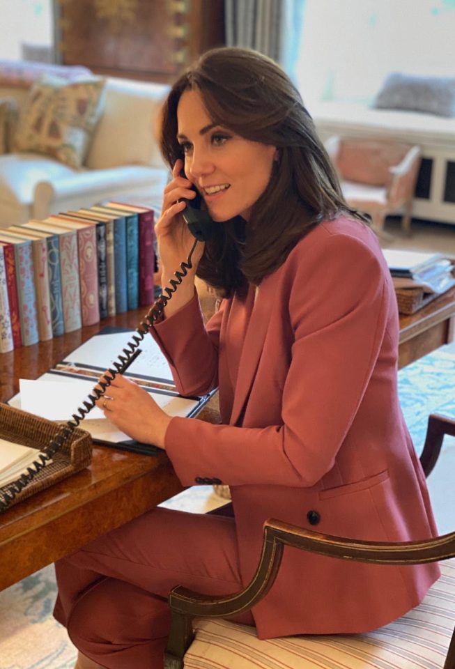 Catherine, Duchess of Cambridge, on the phone.