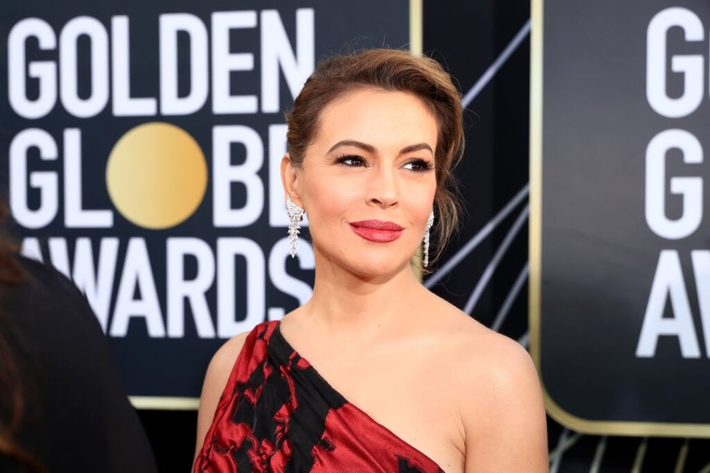 Alyssa Milano attends the 76th Annual Golden Globe Awards in Beverly Hills on June 1st, 2019